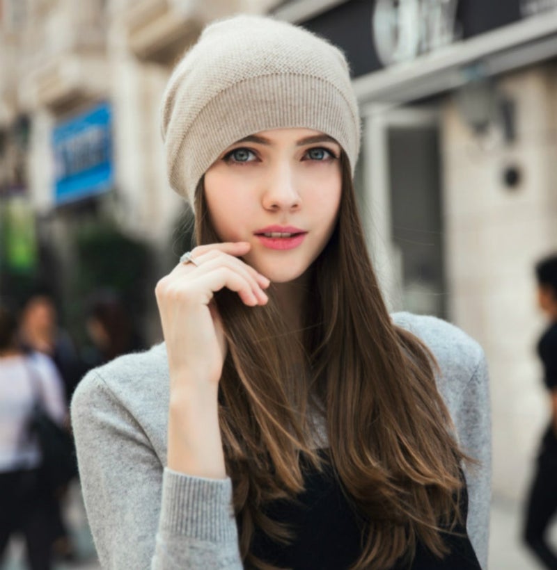 WaySoft Pure 100% Cashmere Beanie for Women in a Gift Box, Oversized Women Beanie Hat, Bring Warm and Luxury to Your Loved Ones, Perfect (Beige) - Image 2
